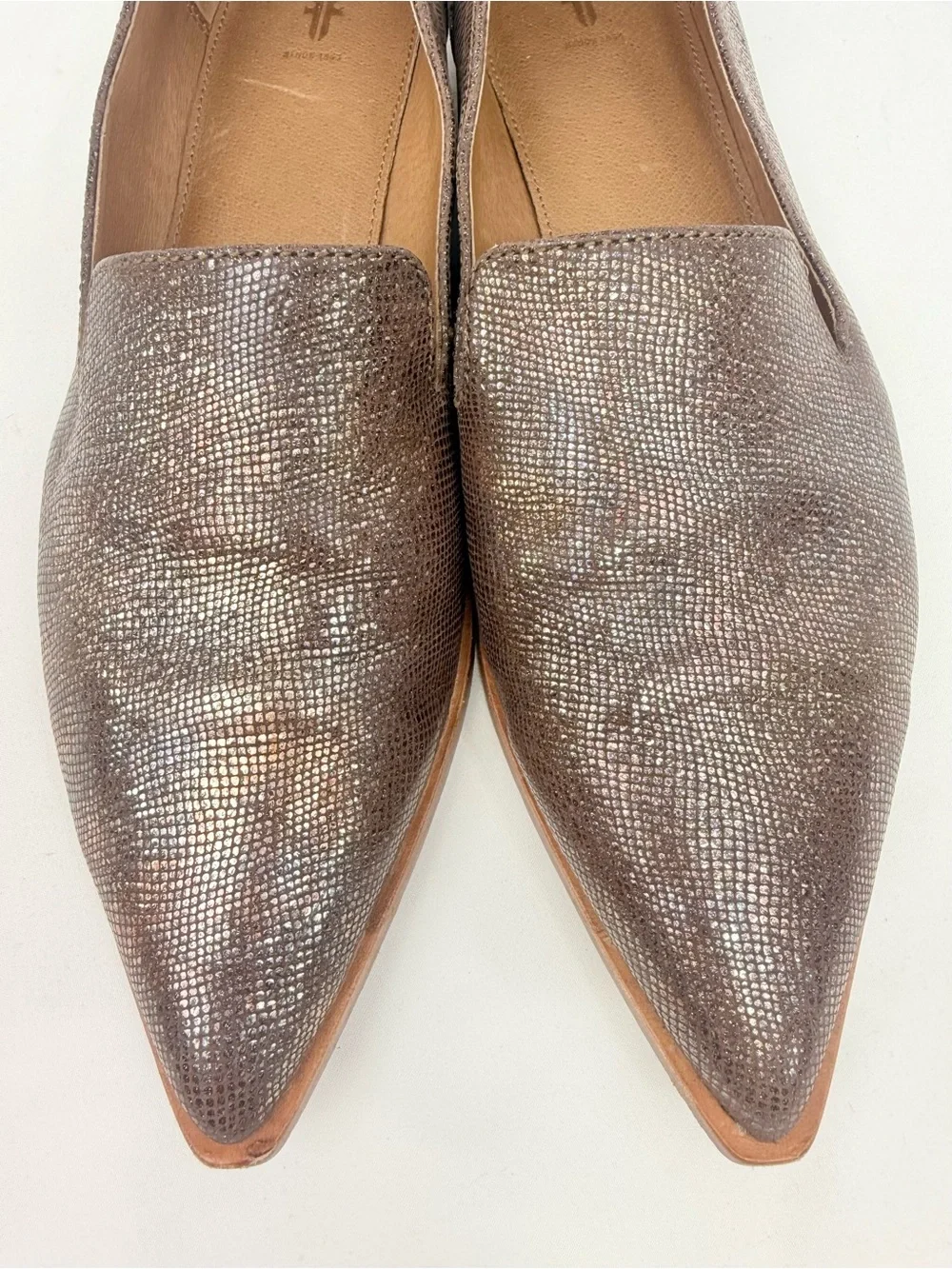 Frye KENZIE VENETIAN Multi Metallic Bronze Shimmer Pointed Toe Ballet Flats